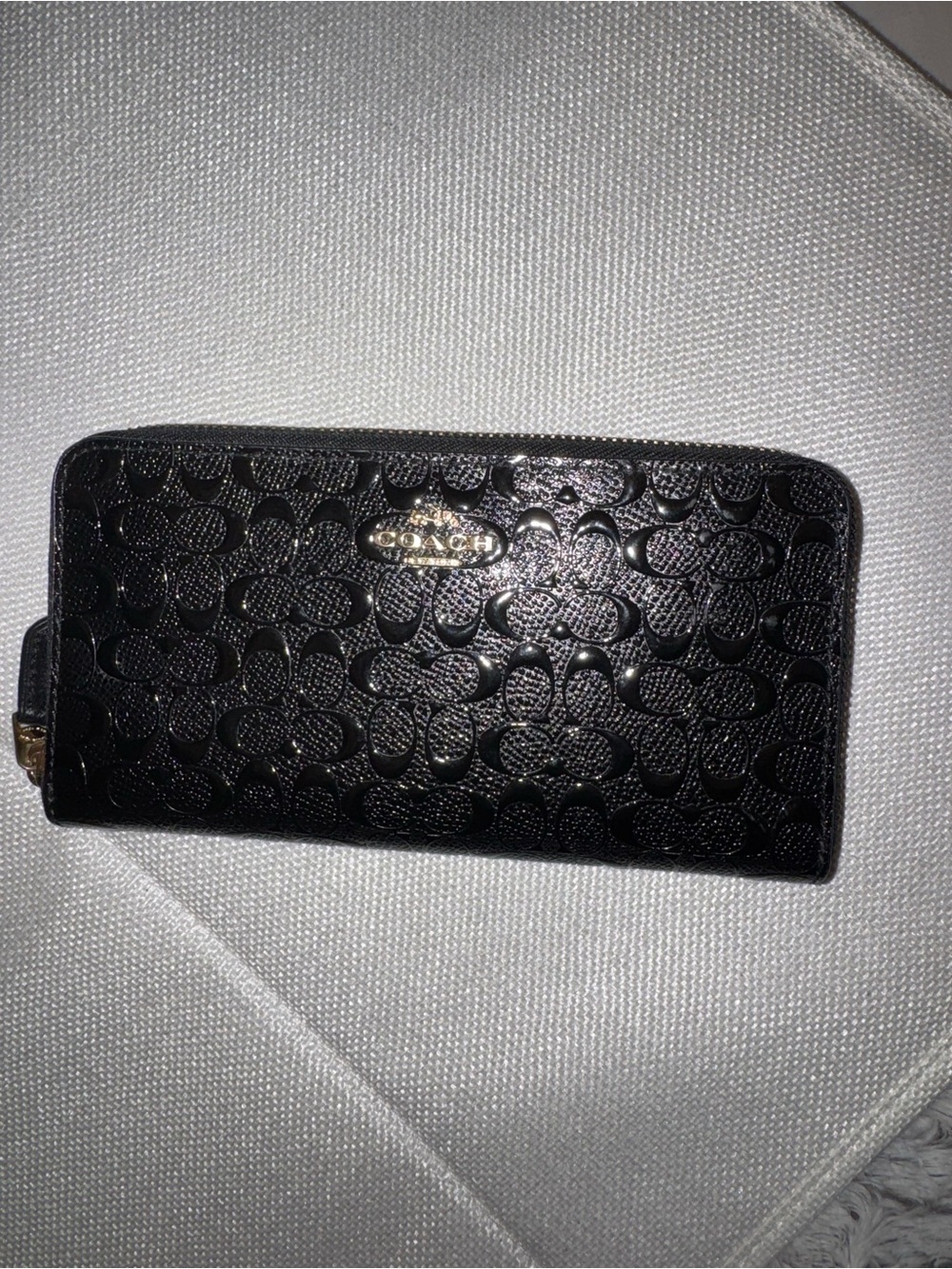 NEW COACH Black Signatura Zip Long Wallet